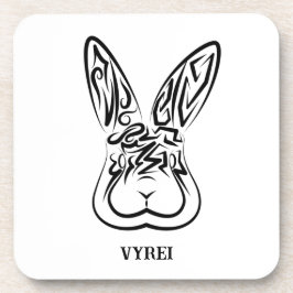 黒と白の部族ウサギ コースター