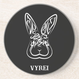 黒と白の部族ウサギ コースター