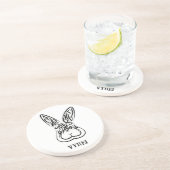 黒と白の部族ウサギ コースター (側面)