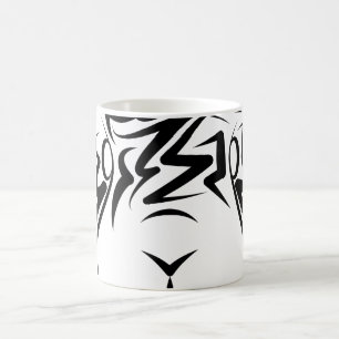黒と白の部族ウサギ コーヒーマグカップ