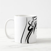 黒と白の部族ウサギ コーヒーマグカップ (左)