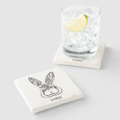 黒と白の部族ウサギ ストーンコースター (横)