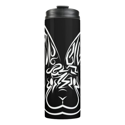 黒と白の部族ウサギ タンブラー (正面)