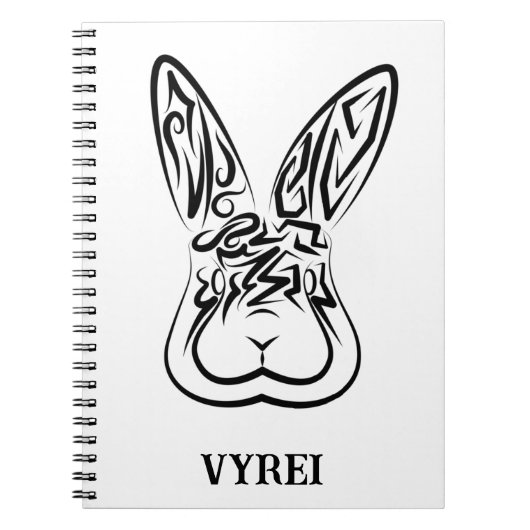 黒と白の部族ウサギ ノートブック (正面)
