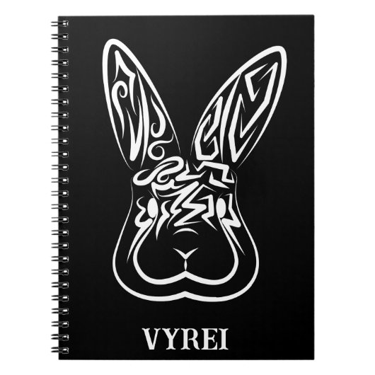 黒と白の部族ウサギ ノートブック (正面)