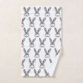 黒と白の部族ウサギ バスタオルセット (ハンドタオル)
