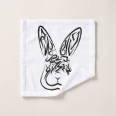 黒と白の部族ウサギ バスタオルセット (ウォッシュタオル)