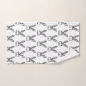 黒と白の部族ウサギ バスタオルセット (ハンドタオル)