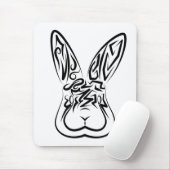黒と白の部族ウサギ マウスパッド (マウス)
