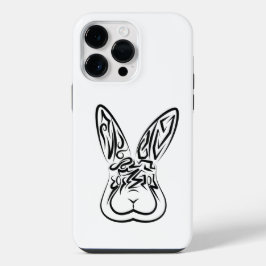 黒と白の部族ウサギ iPhone 14 PRO MAXケース
