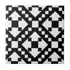 黒と白の部族模様 タイル