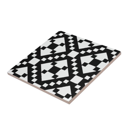 黒と白の部族模様 タイル (側面)