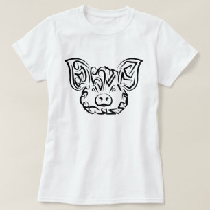 黒と白の部族飛んでいるフクロウTシャツ Tシャツ