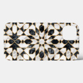 黒と白の金ゴールドフェイク大理石モロッコモザイク Case-Mate iPhoneケース (裏面 (横))