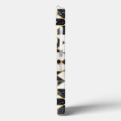 黒と白の金ゴールドフェイク大理石モロッコモザイク Case-Mate iPhoneケース (裏面 / 左)