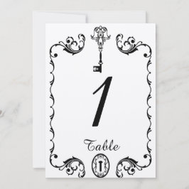 黒と白の鍵 ウェディング テーブル ナンバー 招待状