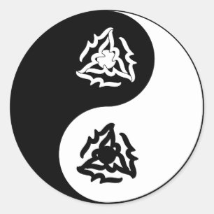 黒と白の陰陽マーク ラウンドシール