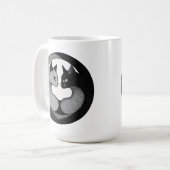 🐱 黒と白の陰陽猫ギフト コーヒーマグカップ (正面左)
