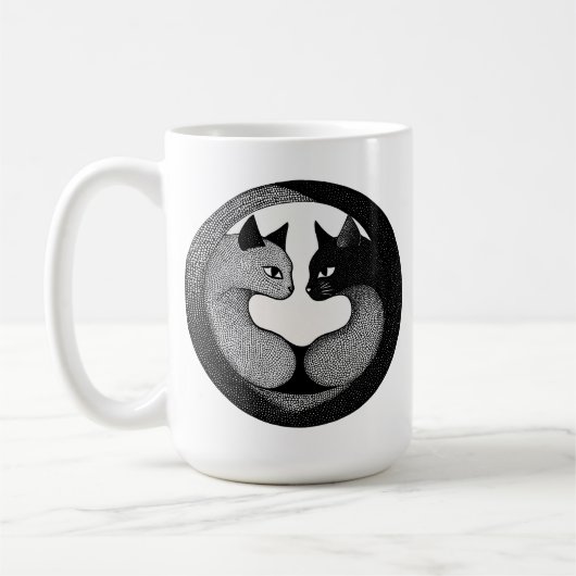 🐱 黒と白の陰陽猫ギフト コーヒーマグカップ (左)