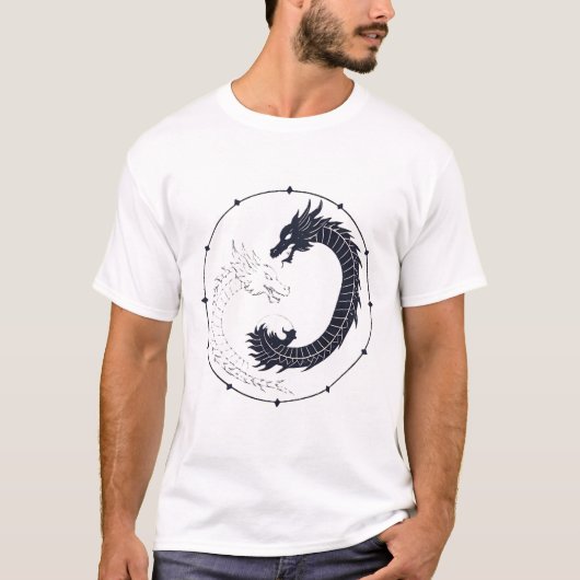 黒と白の陰陽玉 Tシャツ (正面)