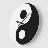 黒と白の陰陽 ラージ壁時計 (傾斜)