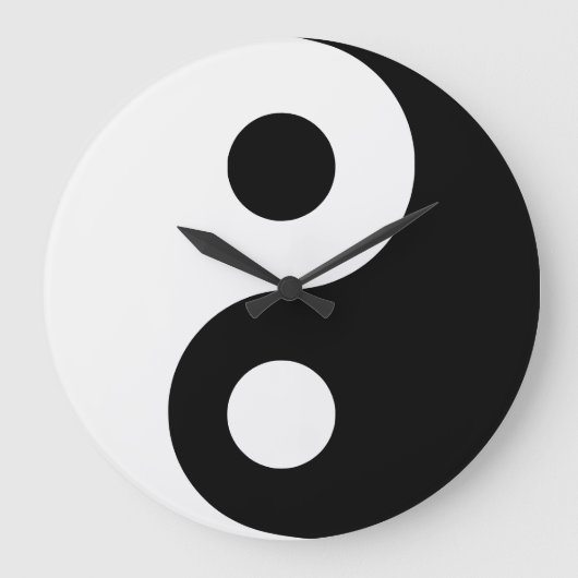 黒と白の陰陽 ラージ壁時計 (正面)