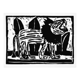 黒と白の雄叫ぶライオン リノカット フォトプリント           