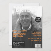 黒と白の雑誌のエディトリアル 71歳の誕生日 招待状 (正面)