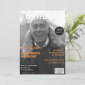黒と白の雑誌のエディトリアル 71歳の誕生日 招待状 (スタンド正面)