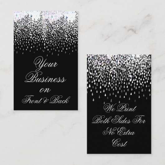 黒と白の雨滴(垂直テンプレート) 名刺 (正面/裏面)