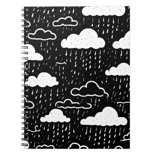 黒と白の雨雲パターンノートブック ノートブック (正面)