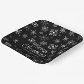 黒と白の雪の結晶 クリスマスパーティー ペーパープレート (傾斜あり)