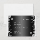 黒と白の雪の結晶　結婚式　保存日 招待状 (正面/裏面)