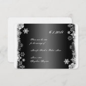 黒と白の雪の結晶　結婚式　保存日 招待状 (正面/裏面)