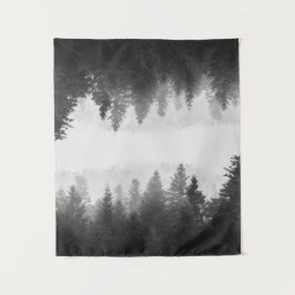 黒と白の霧のミラー森 タペストリー