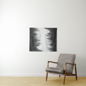 黒と白の霧のミラー森 タペストリー (インサイチュ(横))