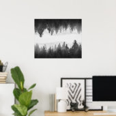 黒と白の霧のミラー森 ポスター (ホームオフィス)