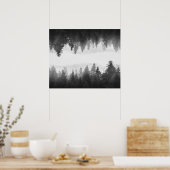 黒と白の霧のミラー森 ポスター (キッチン)
