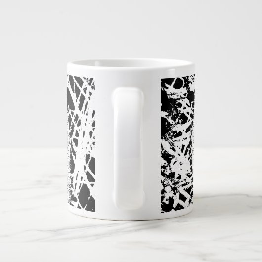 黒と白の青の目タイガーデザイン ジャンボコーヒーマグカップ (裏面)