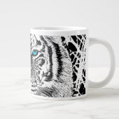 黒と白の青の目タイガーデザイン ジャンボコーヒーマグカップ (右)