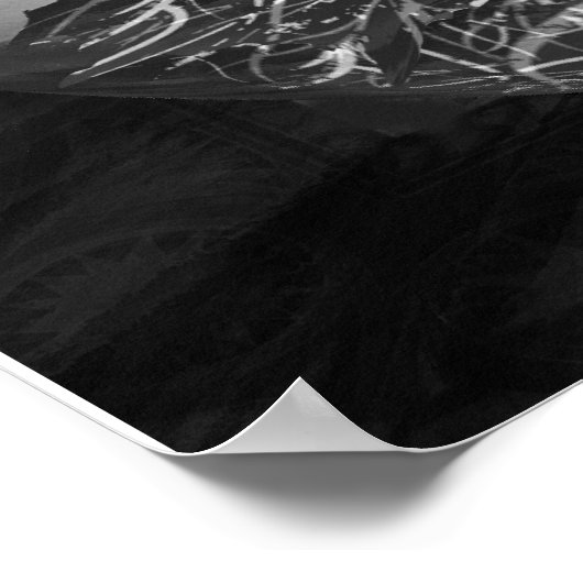 黒と白の静けさの木 ポスター (角)