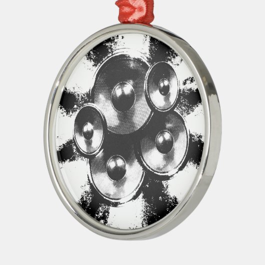 黒と白の音楽スピーカーを円形に メタルオーナメント (左)