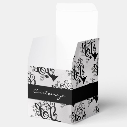 黒と白の音楽トレブルクレフ、 音符記号ツリーキューブボックス フェイバーボックス (オープン)