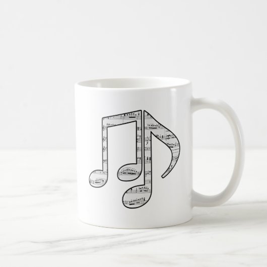 黒と白の音符 コーヒーマグカップ (右)