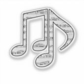 黒と白の音符 シール (正面)