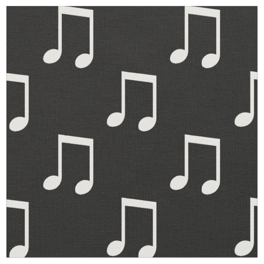 黒と白の音符 ミュージック柄 ファブリック (クローズアップ)