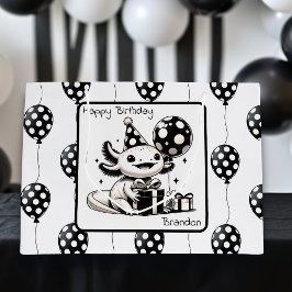 黒と白の風船の誕生日 ラージペーパーバッグ
