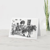 黒と白の馬とヴィンテージカートの肖像 カード (正面)