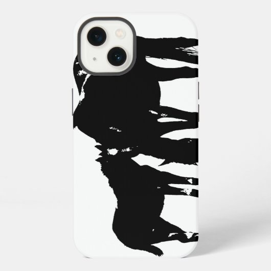 黒と白の馬のシルエット iPhoneケース (裏面)