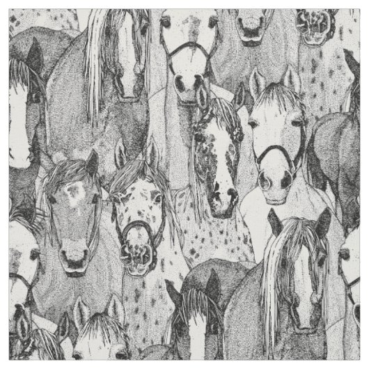 黒と白の馬 ファブリック (見本)
